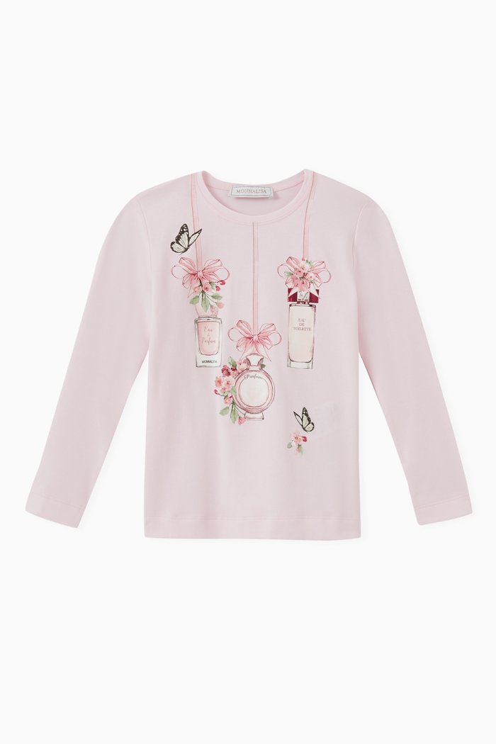 

Perfumes Print T-shirt in Cotton, Pink
