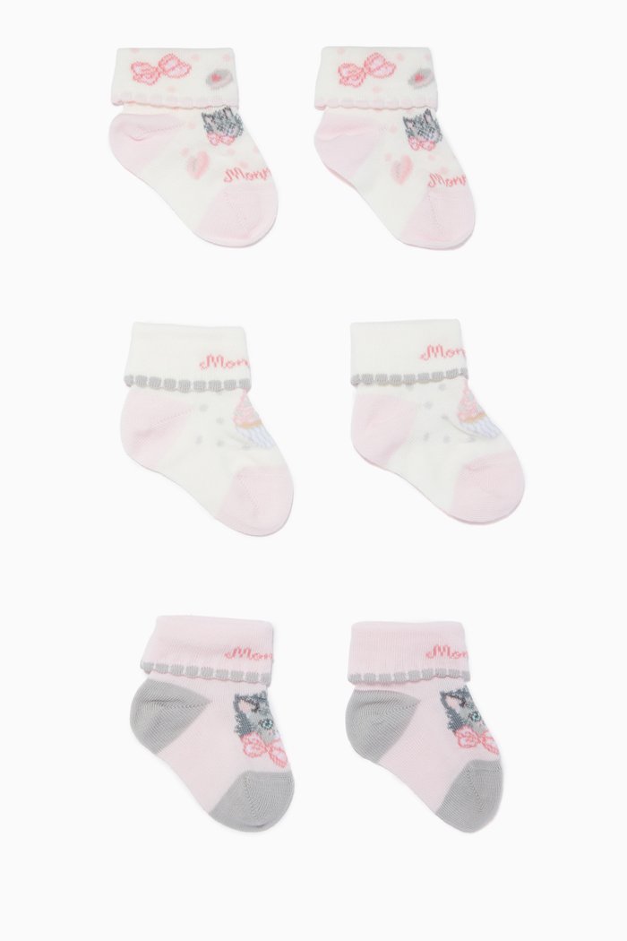 

Cotton Socks Set, Set of 3, Pink