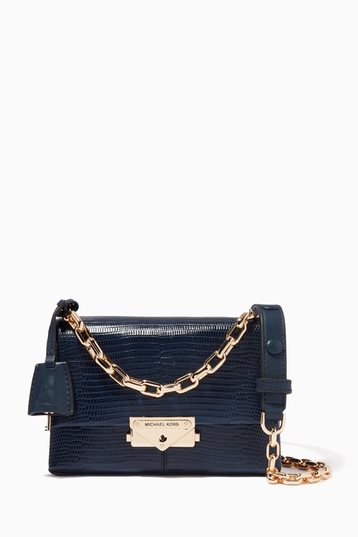 

Extra Small Cece Crossbody Bag in Lizard Embossed Leather, Blue