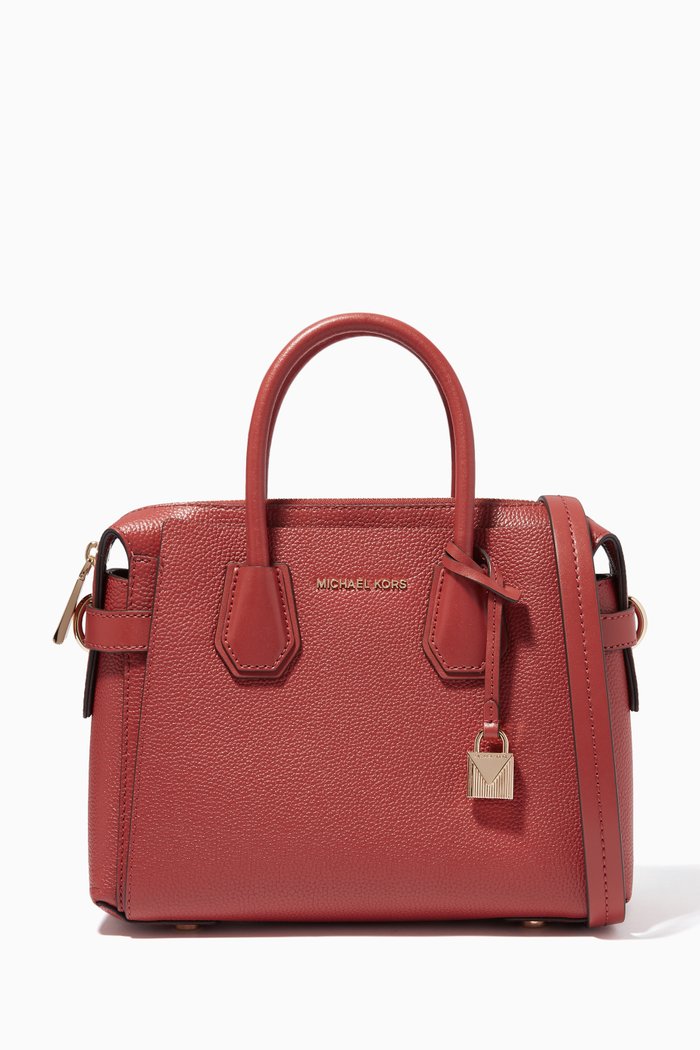 

Small Mercer Belted Satchel in Leather, Orange
