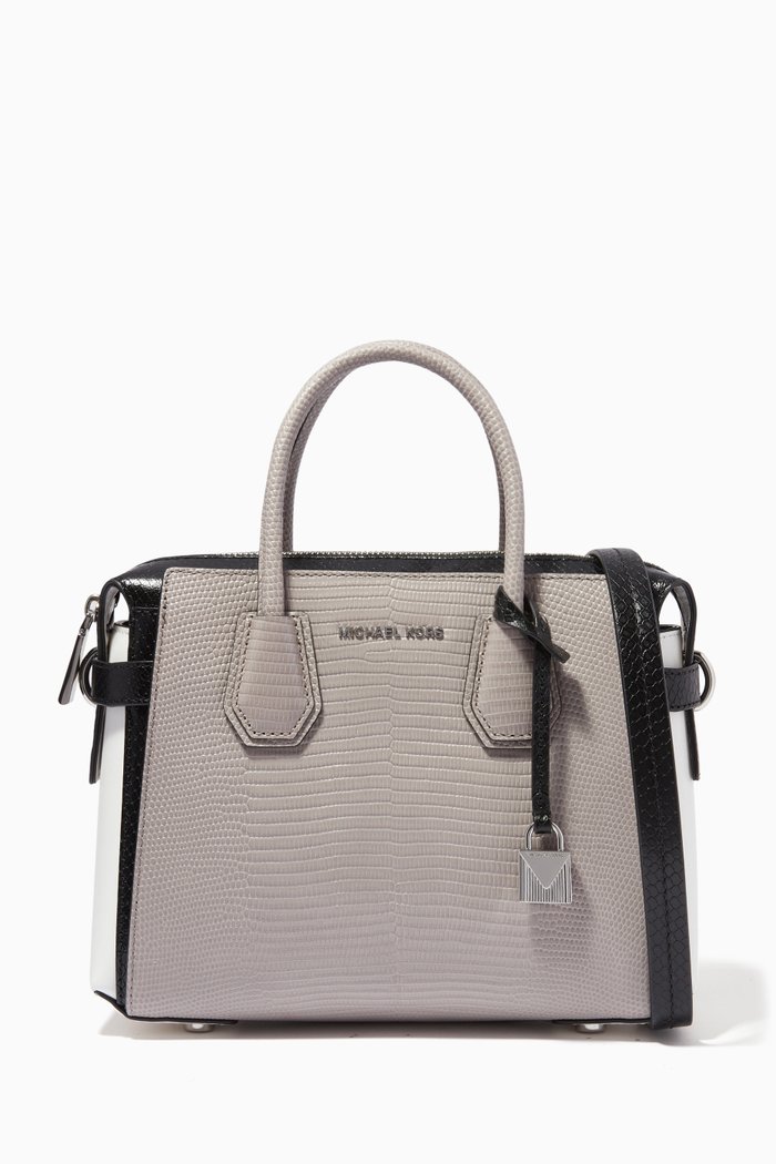 Small Mercer Belted Satchel in Leather, Grey