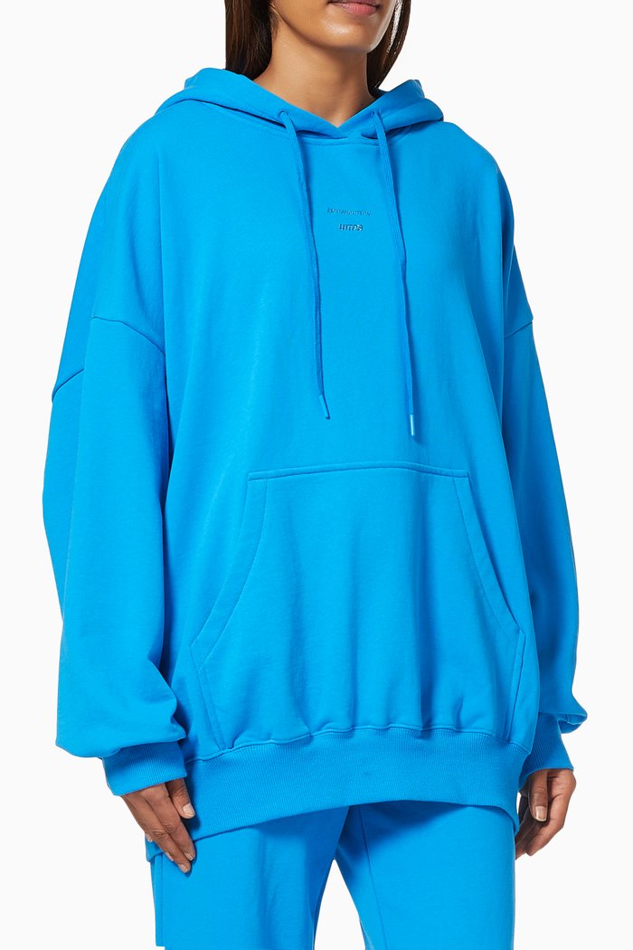 

Oversized Logo Hoodie in Cotton Jersey, Blue