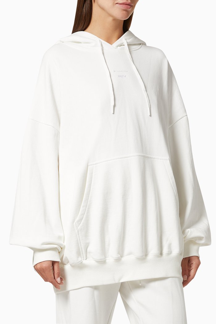Oversized Logo Hoodie in Cotton Jersey, White