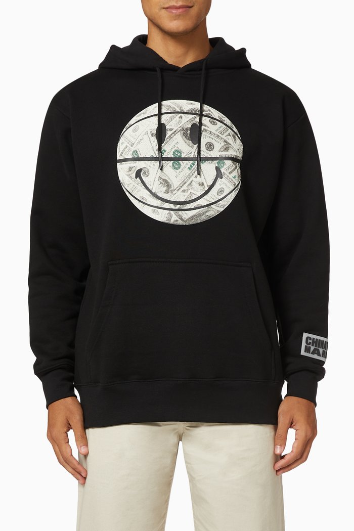 

Smiley Money Ball Hoodie in Cotton Jersey, Black