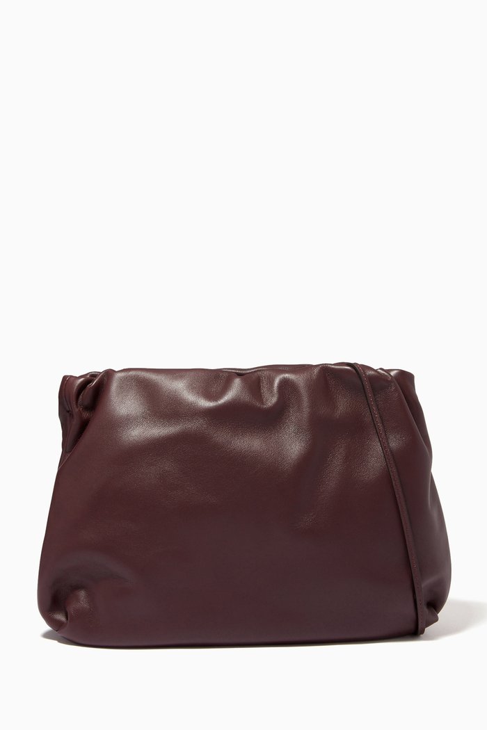 

Bourse Large Clutch in Leather, Burgundy
