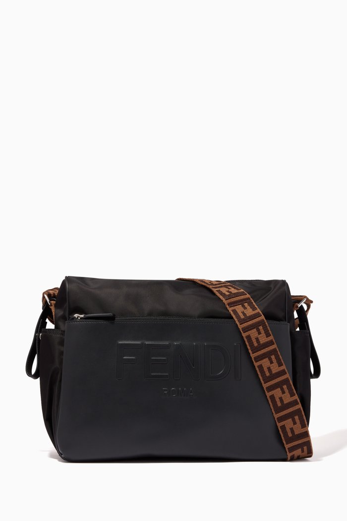 

Diaper Bag in Nylon & Leather, Black
