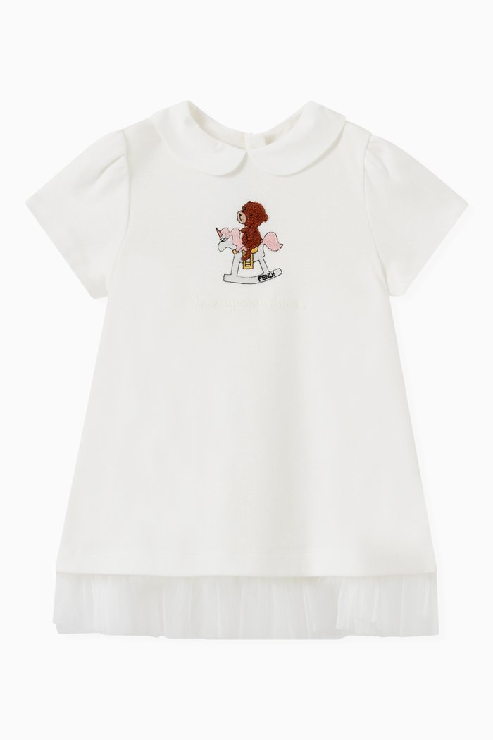 

Bear & Pony Print Dress in Cotton, White