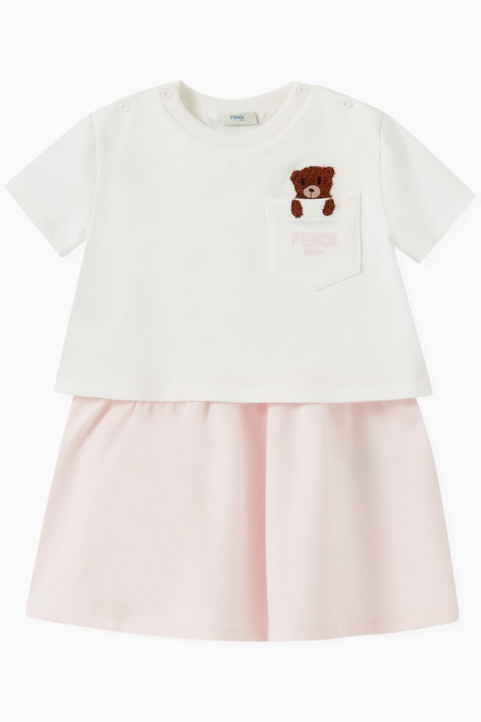 

Bear in Pocket Cotton Dress, Pink