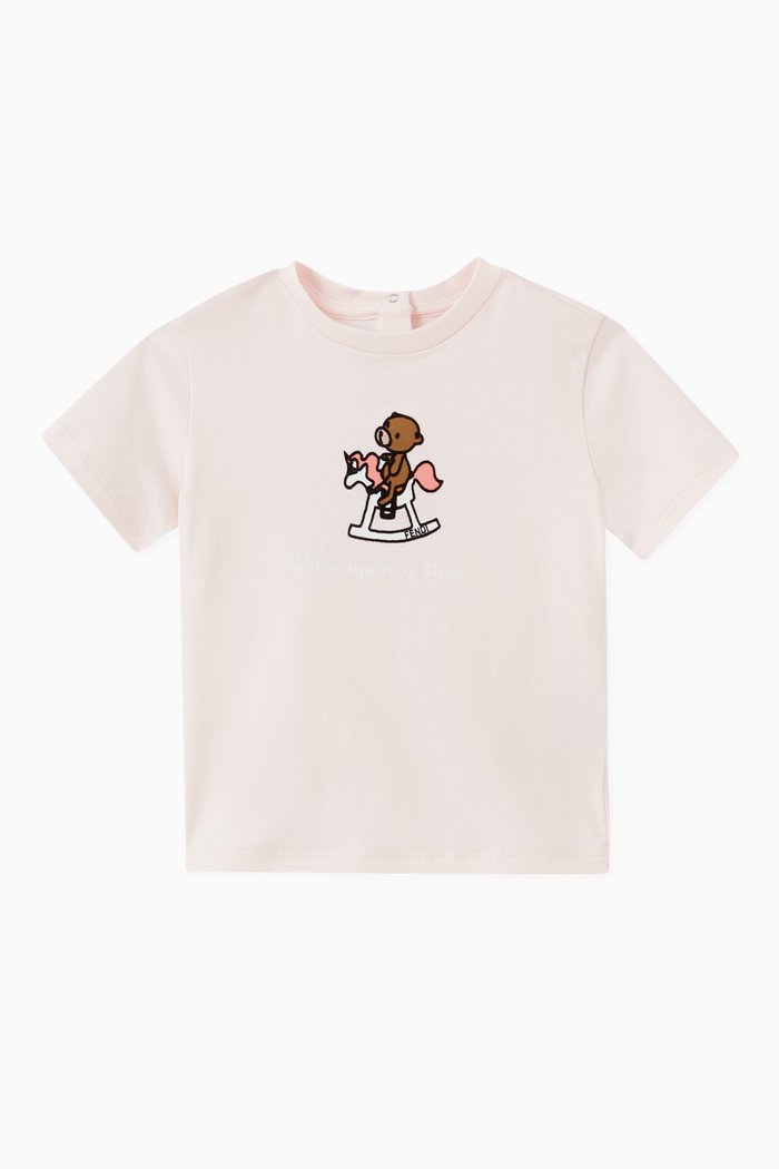 Bear & Pony Print T-shirt in Cotton, Pink