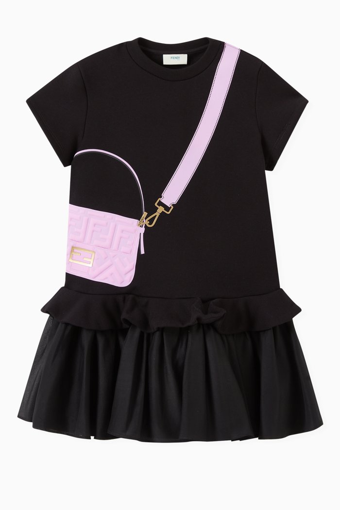 

Crossbody Bag Print Dress in Cotton, Black