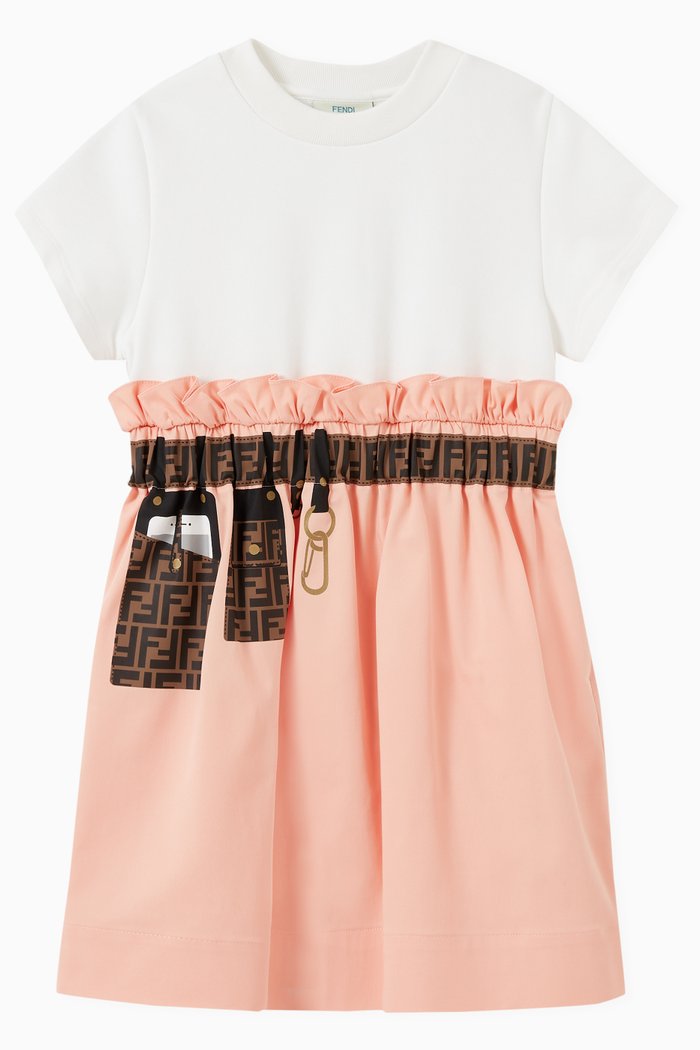 

Logo Belt Dress in Poplin & Jersey, Pink