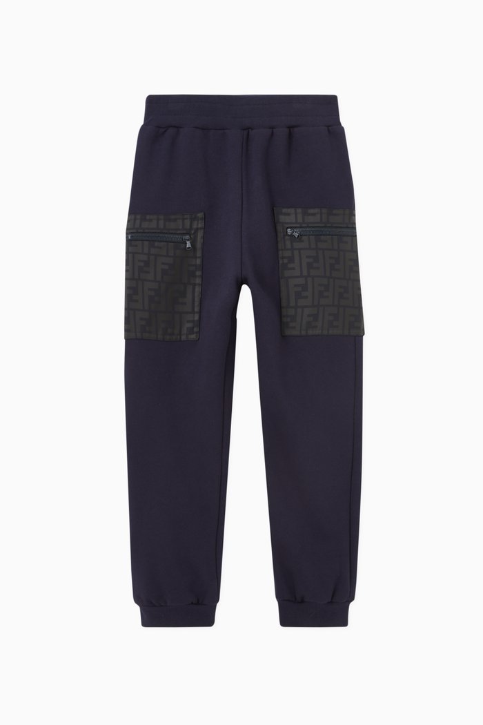 

FF Nylon Pockets Sweatpants in Cotton Fleece, Blue