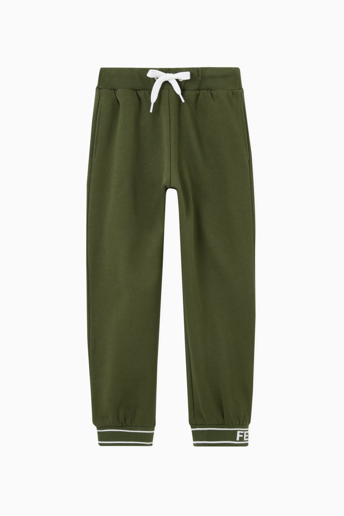 

Logo Knit Cuff Sweatpants in Cotton Fleece, Green