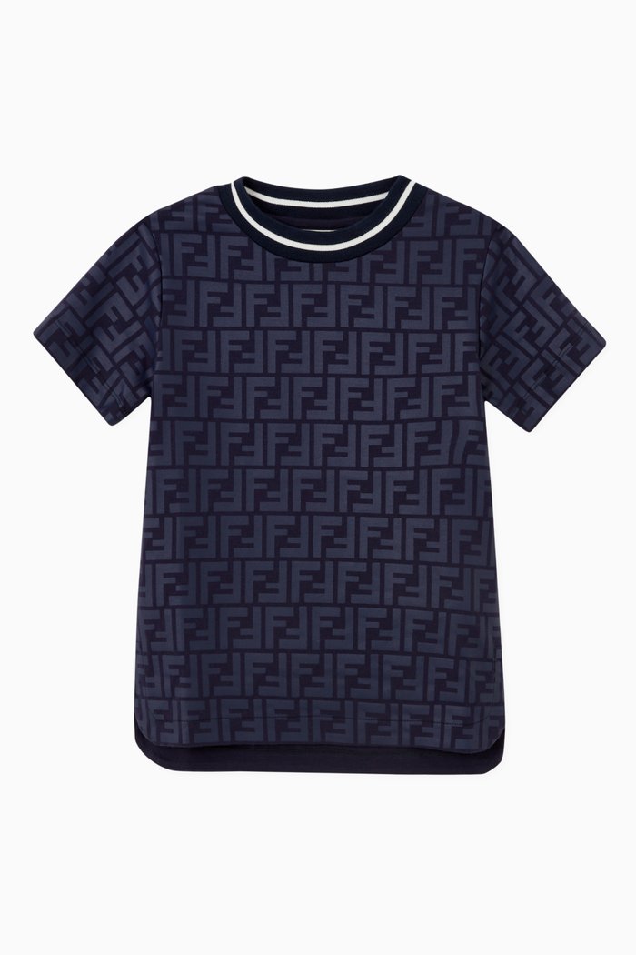 

All-over FF Motif T-shirt in Cotton, Blue