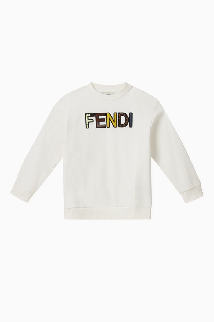 Logo-embroidered Sweatshirt in Cotton, White