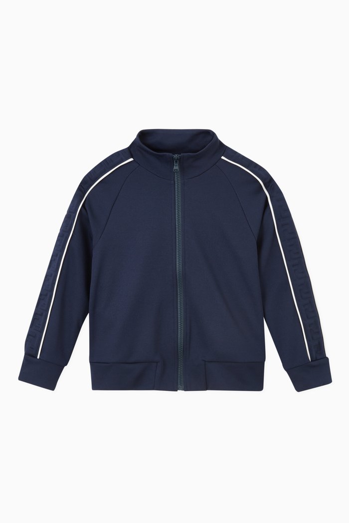 

FF Embossed Zip Jacket in Tech Fabric, Blue