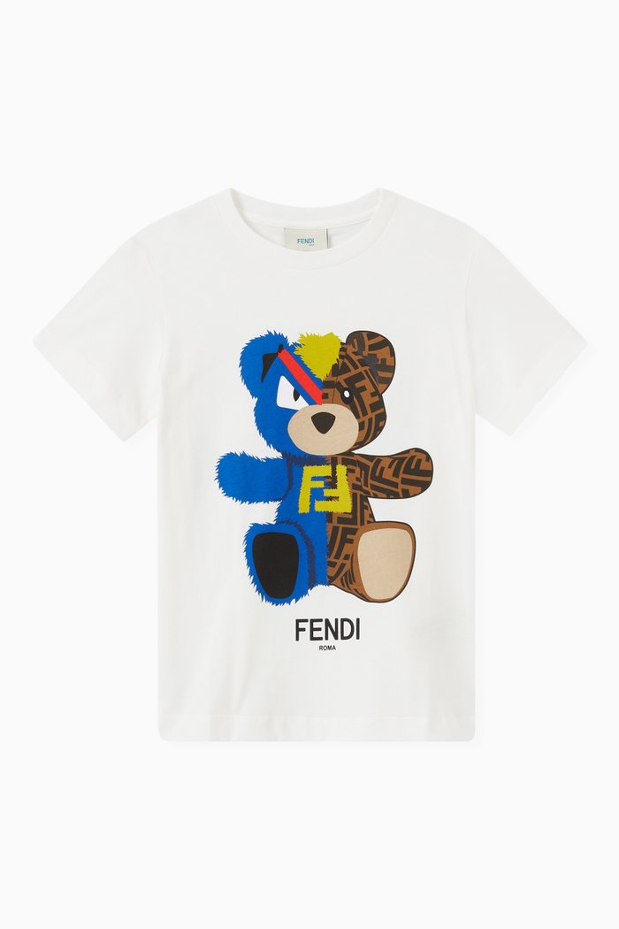 

FF Bear Graphic Print T-shirt in Cotton, White