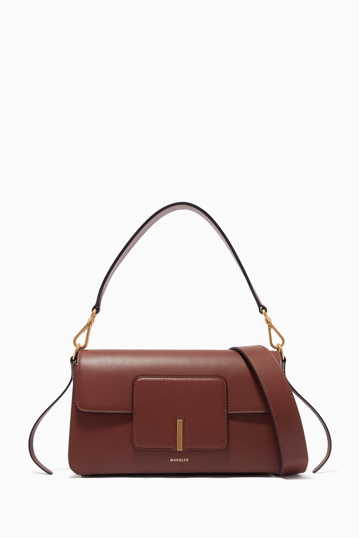

Georgia Shoulder Bag in Smooth Calf Leather, Brown
