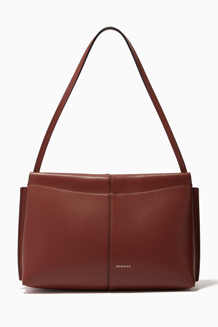 

Mini Carly Handbag in Calf Leather, Brown