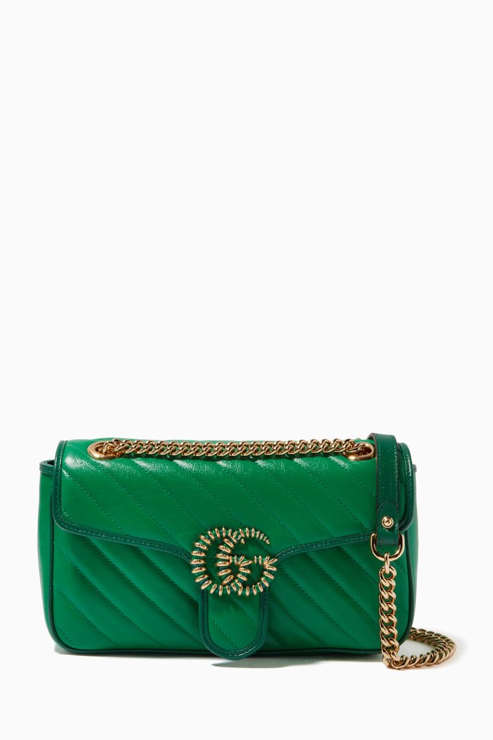 

Small GG Marmont Shoulder Bag in Matelassé Leather, Green