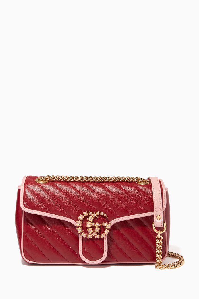 

Small GG Marmont Shoulder Bag in Matelassé Leather, Red