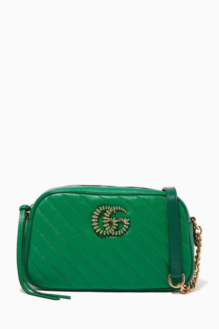 

Small GG Marmont Camera Bag in Matelassé Leather, Green