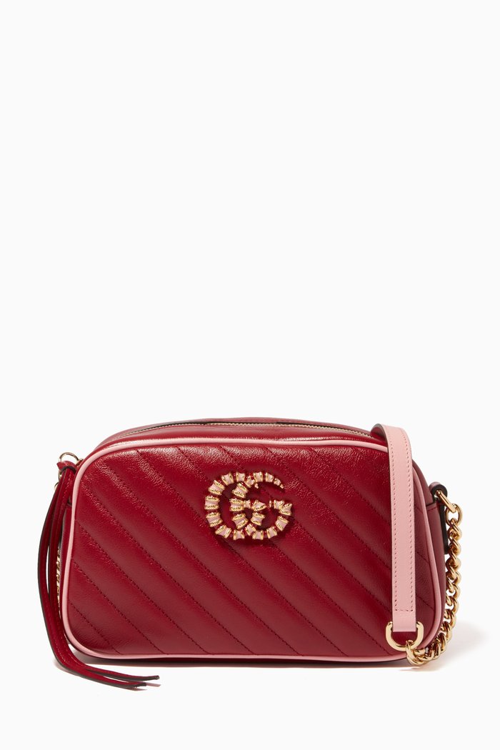 

Small GG Marmont Camera Bag in Matelassé Leather, Red