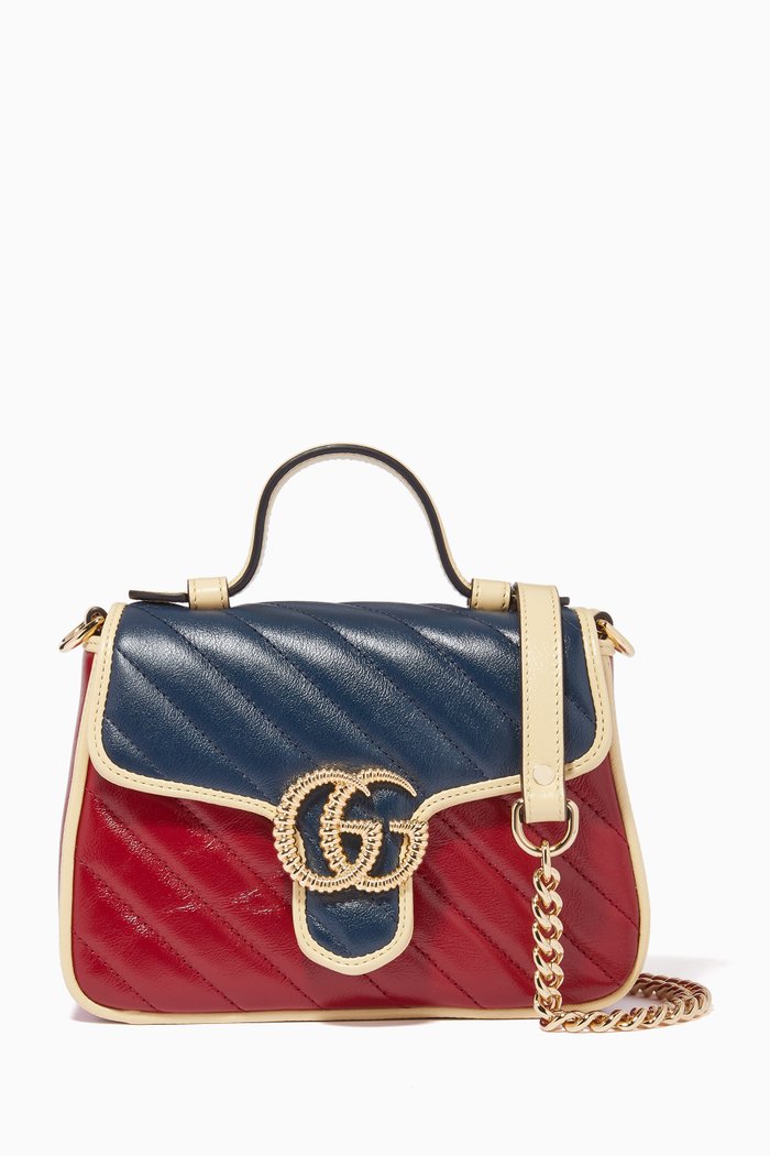 

Mini GG Marmont Top Handle Bag in Matelassé Leather, Blue