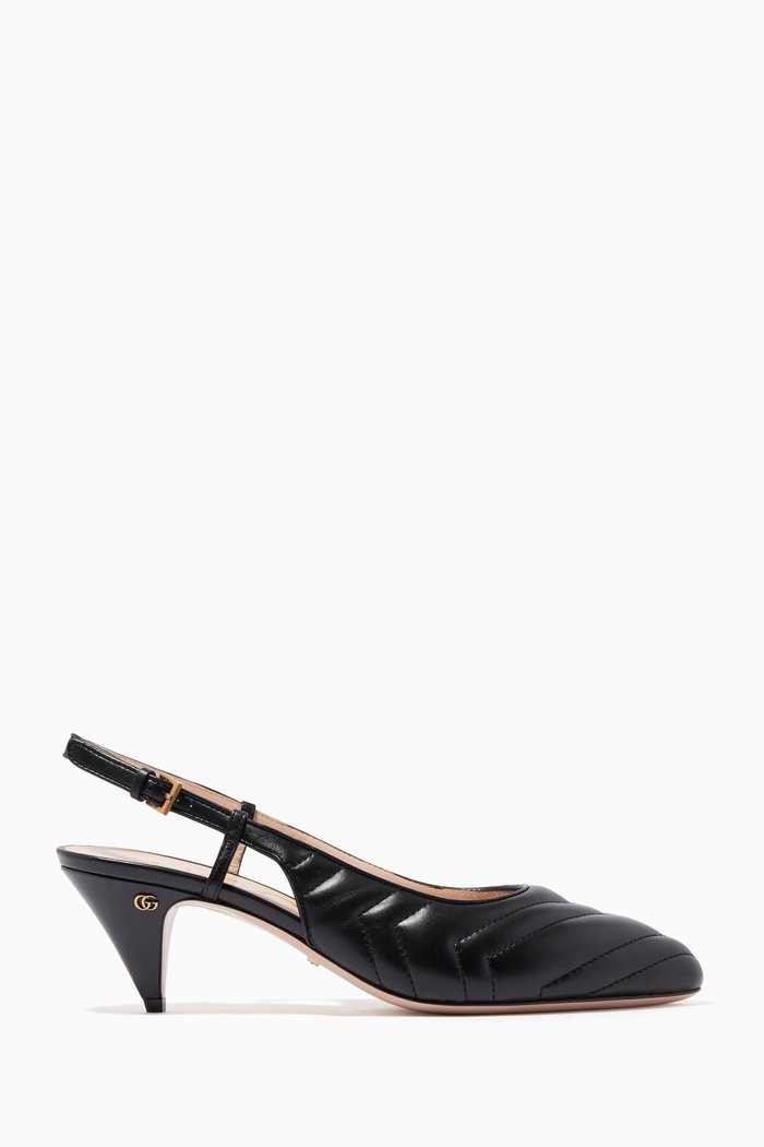 

Marmont Slingback Pumps in Matelassé Chevron Leather, Black