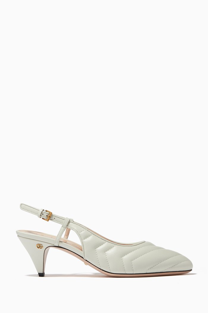 

Marmont Slingback Pumps in Matelassé Chevron Leather, White