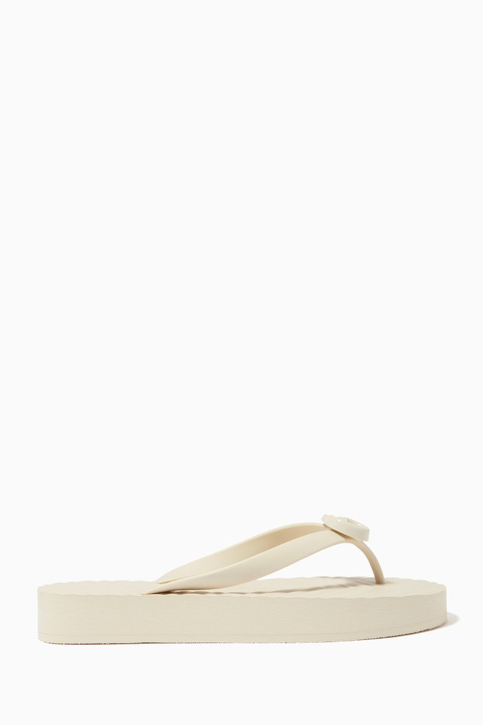 

Pascar Flip Flops in Chevron Rubber, White