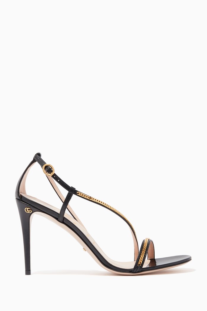 

Sylvie Chain Slingback Sandals in Leather, Black