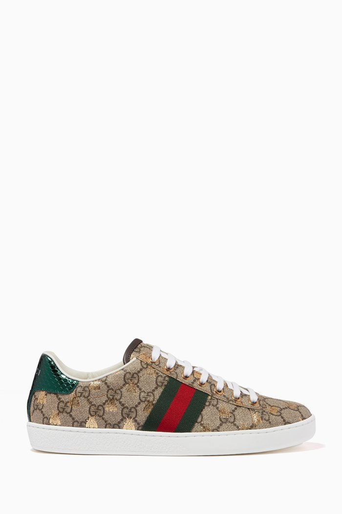 

Ace Bee Print Sneakers in GG Supreme Canvas, Neutral