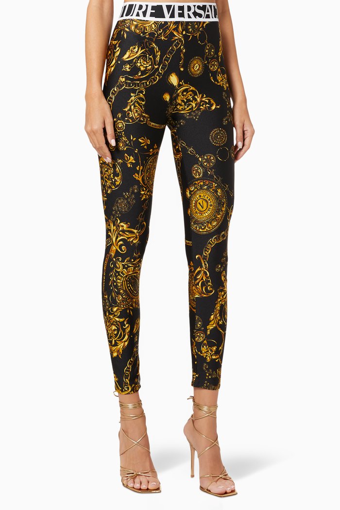 

Baroque Print Leggings in Lycra, Gold