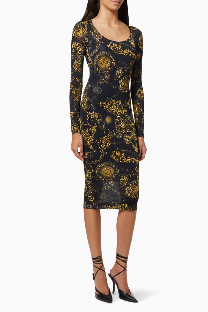 

Baroque Print Dress, Blue
