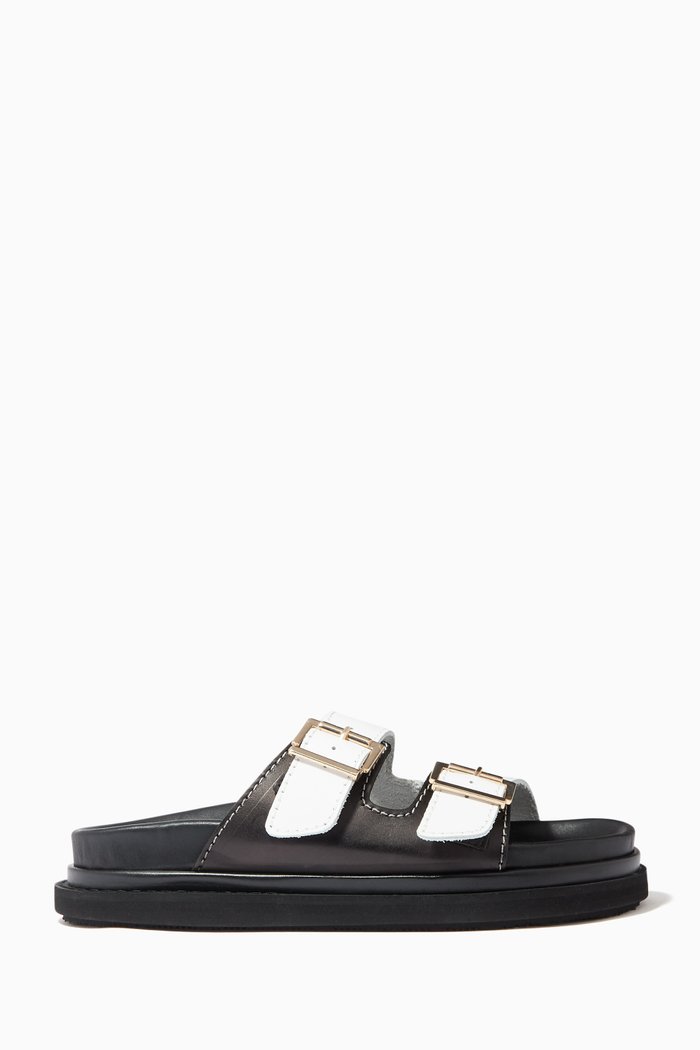 

Buckle Strap Sandals in Leather, White