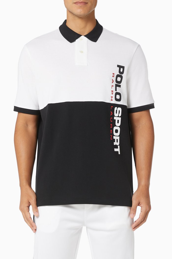 

Polo Sport Colour-block T-shirt in Cotton Mesh, White