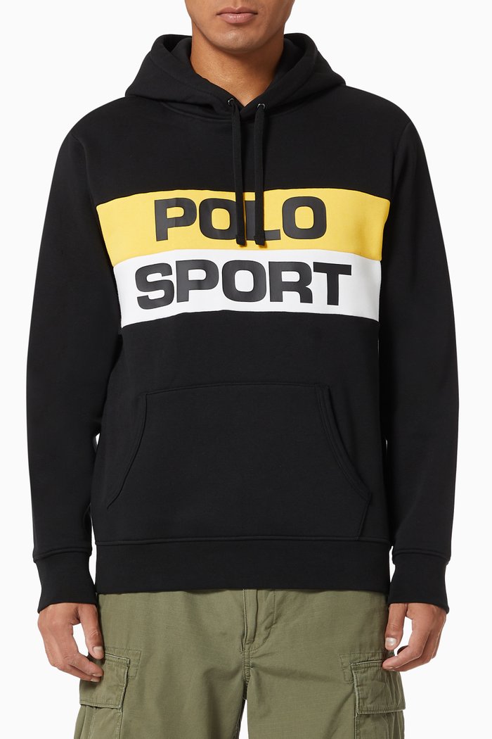 

Colour-blocked Polo Sport Hoodie in Fleece Jersey, Multicolour