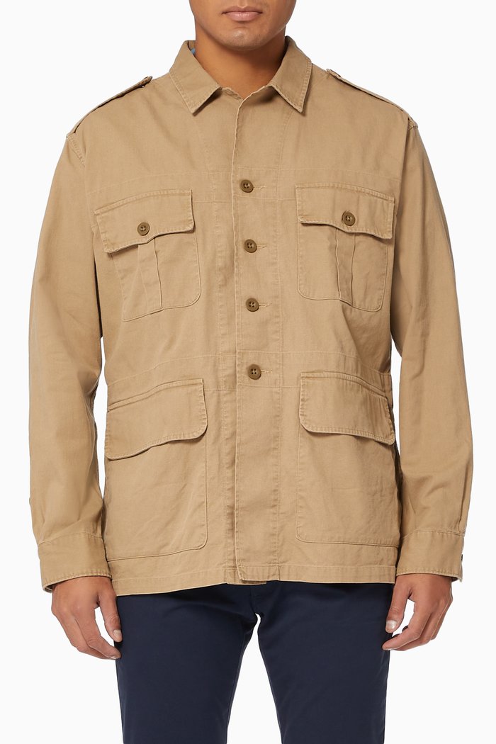 

Classic Fit Utility Shirt in Dobby Cotton, Neutral