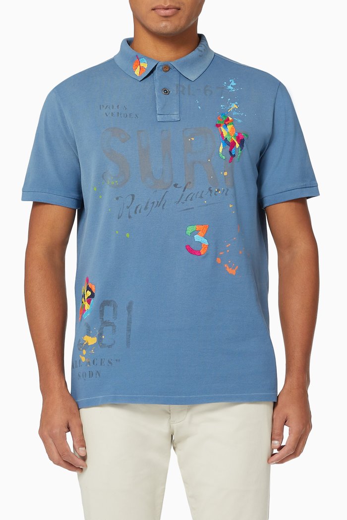 

Custom Slim Fit Polo Shirt in Cotton Mesh, Blue