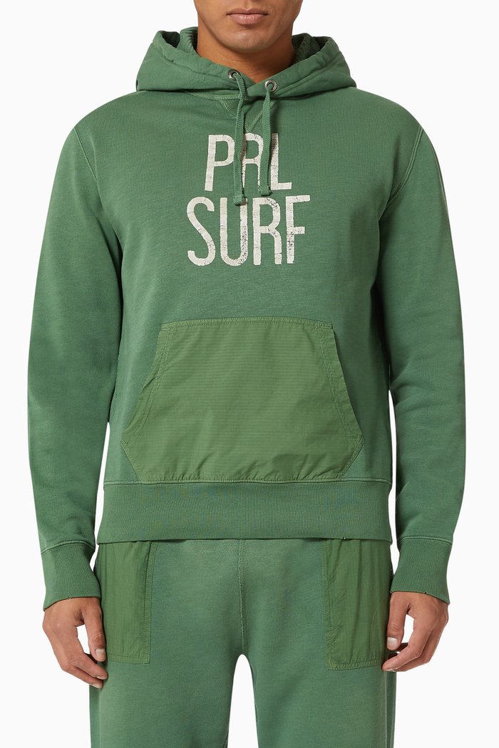 

PRL Surf Hoodie in Fleece Jersey, Green