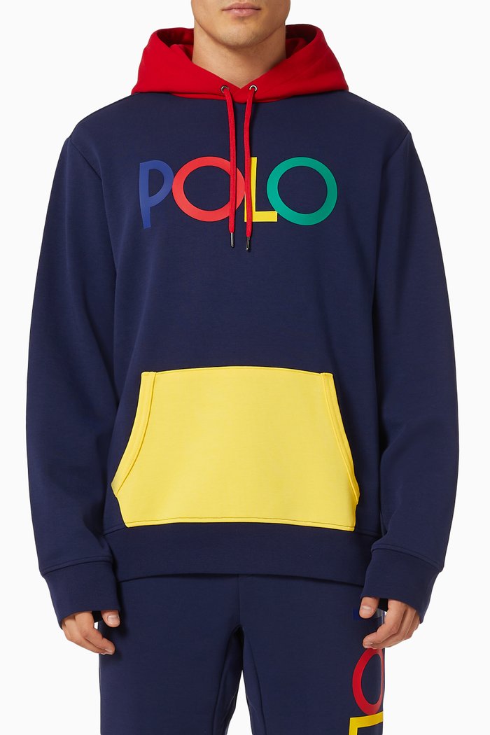

Polo Sweatshirt in Fleece Jersey, Blue