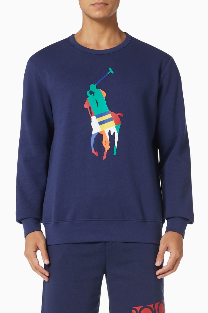 

Big Pony Print Sweatshirt in Cotton Blend Fleece, Blue