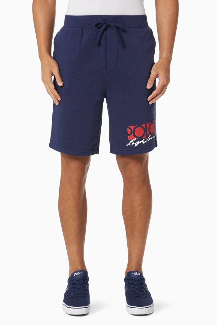 

Polo Logo Sweatshorts in Cotton Blend Fleece, Blue