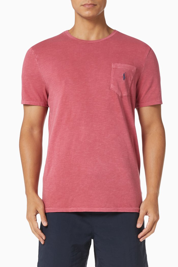 

Custom Slim Fit Pocket T-Shirt in Slub Jersey, Red
