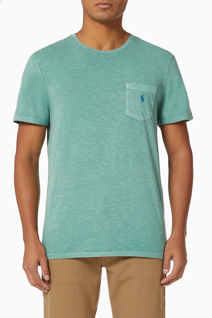 

Custom Slim Fit Pocket T-shirt in Cotton Jersey, Green