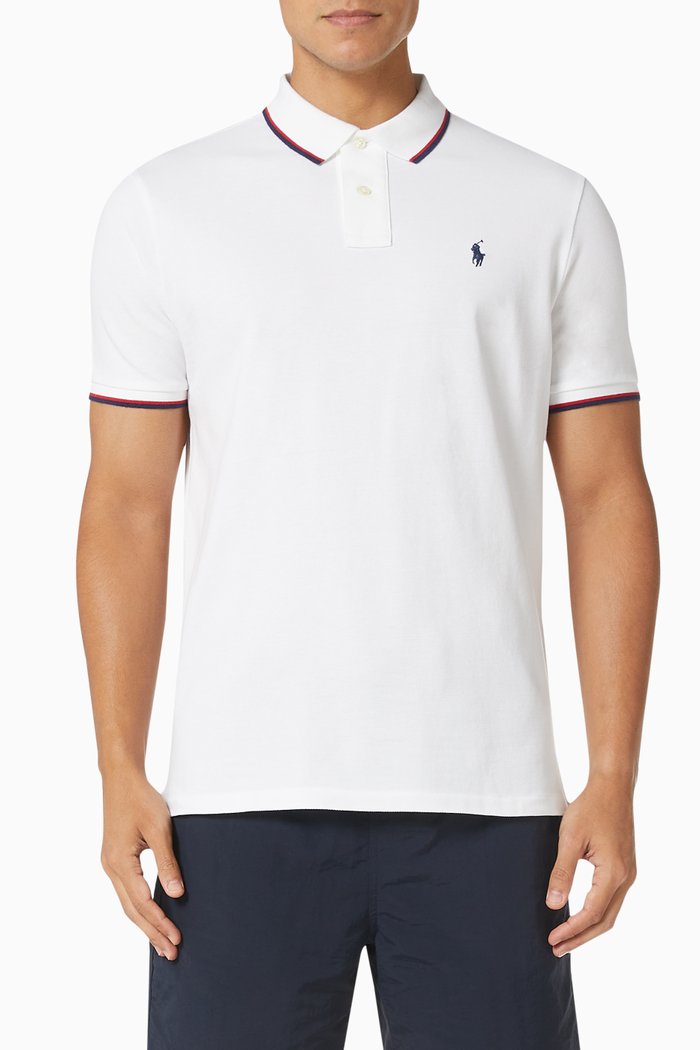 

Custom Slim Fit Polo T-shirt in Cotton Mesh, White
