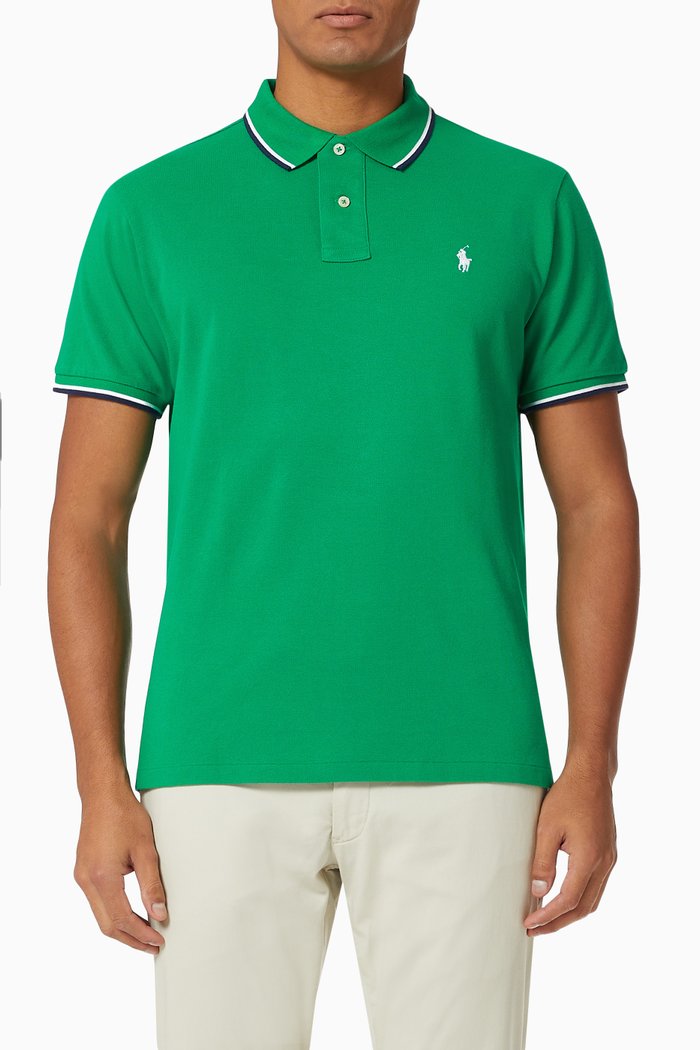 

Custom Slim Fit Polo Shirt in Cotton Mesh, Green
