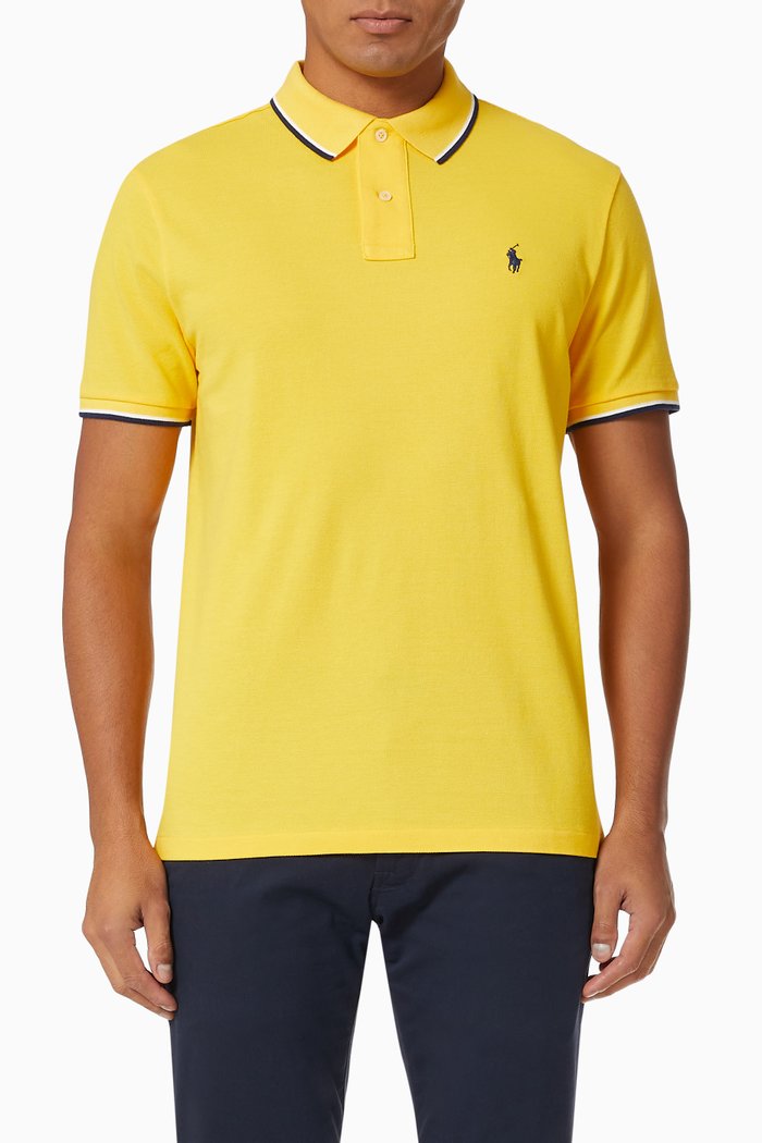

Custom Slim Fit Polo Shirt in Cotton Mesh, Yellow