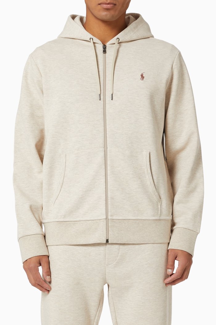 

Full-Zip Hoodie in Double-knit, Grey